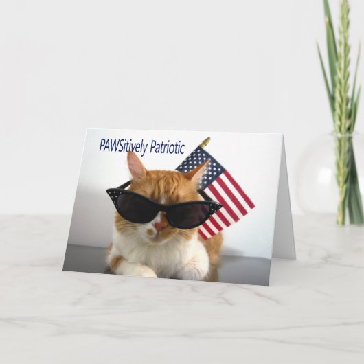 Happy Labor Day - PawsOur Patriotic Cat カード (正面)