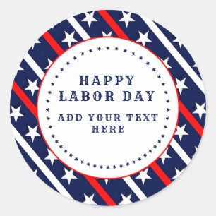 Happy Labor Day Stars and Stripes ラウンドシール