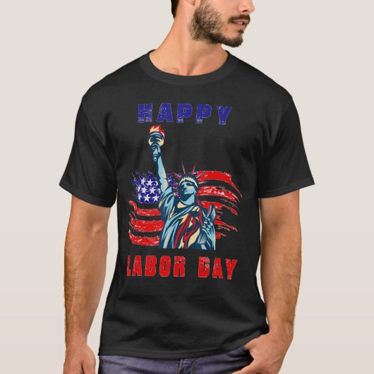 Happy Labor Day US flag of Liberty Labor Da Tシャツ (正面)