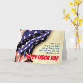 HAPPY LABOR DAY USA国旗の聖なる書物、 経典カスタマイズ カード (黄色い花)