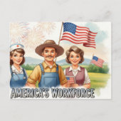 Happy Labor Day  with Flag Postcard ポストカード (正面)