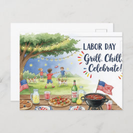 Happy Labor Day  with Flag Postcard ポストカード