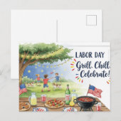 Happy Labor Day with Flag Postcard ポストカード (正面/裏面)