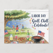 Happy Labor Day  with Flag Postcard ポストカード (正面)