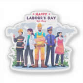 Happy Labor's Day Workforce Heroes Sticker シール (正面)
