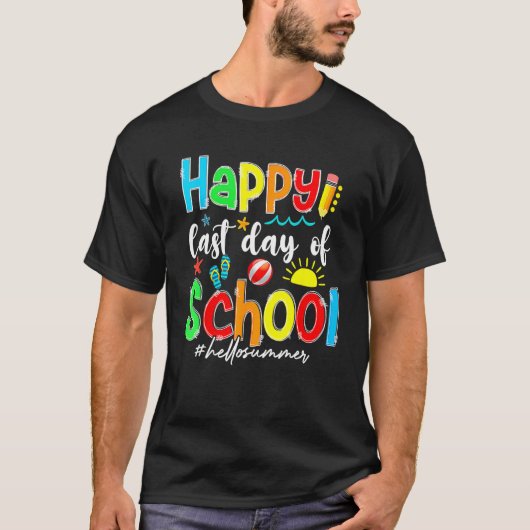 Happy Last Day Of School Hello Summer Students Kid Tシャツ (正面)