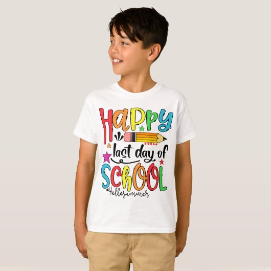 Happy Last Day Of School Hello Summer Teacher Tシャツ (正面フル)