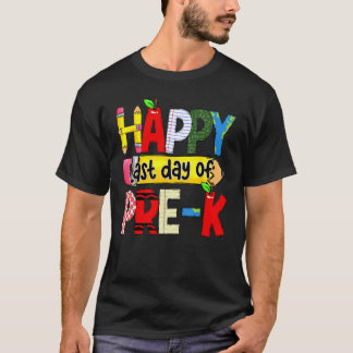 Happy Last Day of School Pre k Doodle Pencil End o Tシャツ