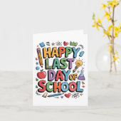 Happy Last Day Of School Summer Student カード (黄色い花)