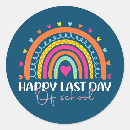 Happy Last Day of School Teacher Student ラウンドシール (正面)