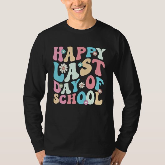 Happy Last Days Of School Teacher Kids Retro Groov Tシャツ (正面)