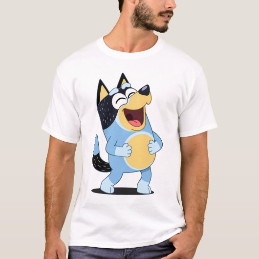 Happy Laughing Blue Dog Cartoon Tシャツ (正面)