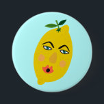 Happy Lemon Whimsical 缶バッジ<br><div class="desc">Decorate your outfit with this cool art button. You can customize it and add text too. Check my shop for lots more colors and patterns! Let me know if you'd like something custom too.</div>
