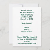 Happy Leprechaun Child's St. Patrick's Day 招待状 (裏面)