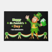 Happy Leprechaun St Patrick's Personalized Doormat ドアマット (正面)