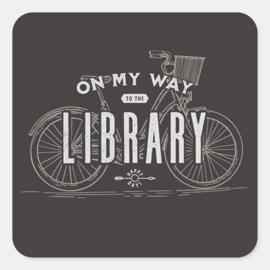 Happy Librarian On My Way Library スクエアシール (正面)