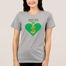 HAPPY LIFE グリーン グレー RICH@HEART 女性 グラフィック トライブレンドＴシャツ