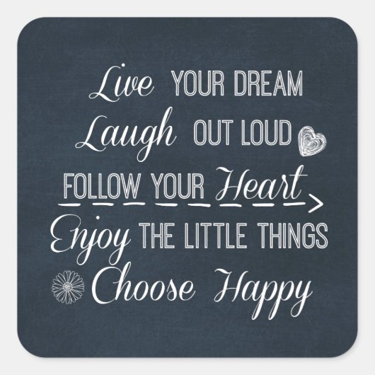 Happy Life Rules引用文の確認 スクエアシール (正面)