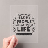 Happy Life with Faith – Proverbs 15:15 Art アクリル招待状 (インサイチュ (ポータブル))
