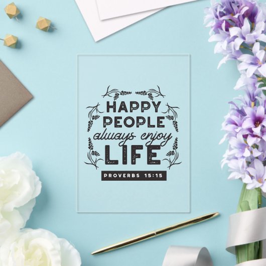 Happy Life with Faith – Proverbs 15:15 Art アクリル招待状 (インサイチュ (ウェディング))