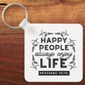 Happy Life with Faith – Proverbs 15:15 Art キーホルダー (正面)