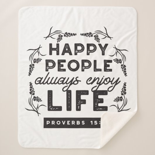 Happy Life with Faith – Proverbs 15:15 Art シェルパブランケット (正面)