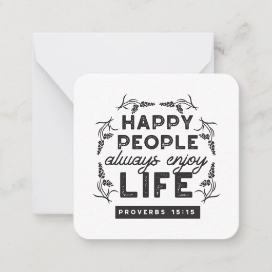 Happy Life with Faith – Proverbs 15:15 Art ノートカード (正面)