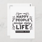 Happy Life with Faith – Proverbs 15:15 Art ポストカード (正面/裏面)