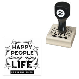 Happy Life with Faith – Proverbs 15:15 Art ラバースタンプ