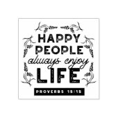 Happy Life with Faith – Proverbs 15:15 Art ラバースタンプ (インプリント)