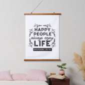 Happy Life with Faith – Proverbs 15:15 Art 吊り下げ型タペストリー (寝室)