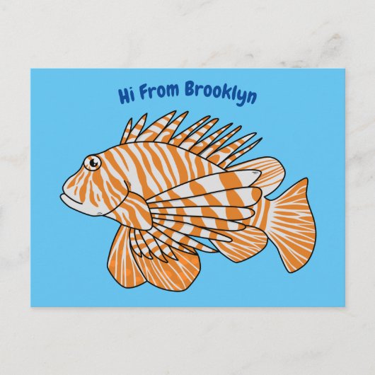 Happy lionfish cartoon illustration ポストカード (正面)
