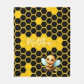 Happy Little Bee-customizable フリースブランケット (正面)