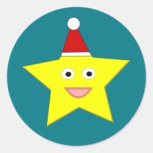 Happy Little Christmas Starスタンプ ラウンドシール (正面)