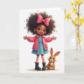 Happy Little Girl Friend Card カード (黄色い花)