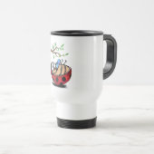 Happy Little Ladybug with Phone - おもしろいスケッチ トラベルマグ (正面右)