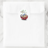 Happy Little Ladybug with Phone おもしろい Sticker ラウンドシール (バッグ)