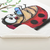 Happy Little Ladybug with Phone - Cartoonスケッチ シェルパブランケット (3/4)