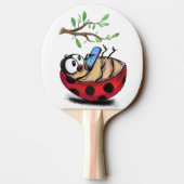 Happy Little Ladybug with Phone - Cartoonスケッチ 卓球ラケット (裏面)