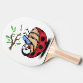 Happy Little Ladybug with Phone - Cartoonスケッチ 卓球ラケット (横)