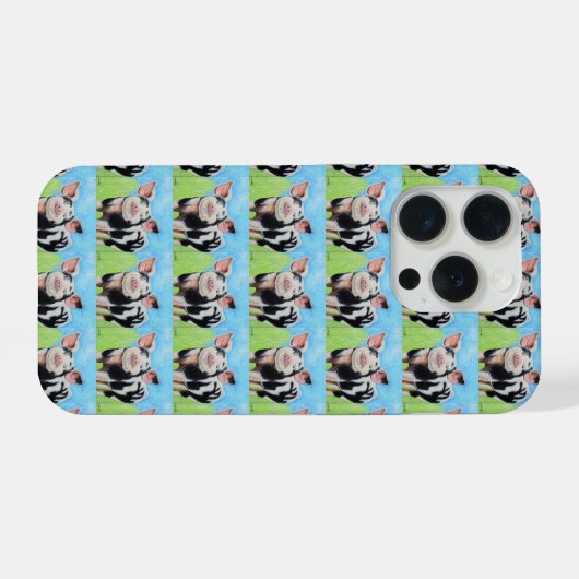Happy Little Pig Painting iPhoneケース (裏面横)