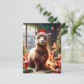 Happy Llama Christmas, Christmasポストカード ポストカード (スタンド正面)