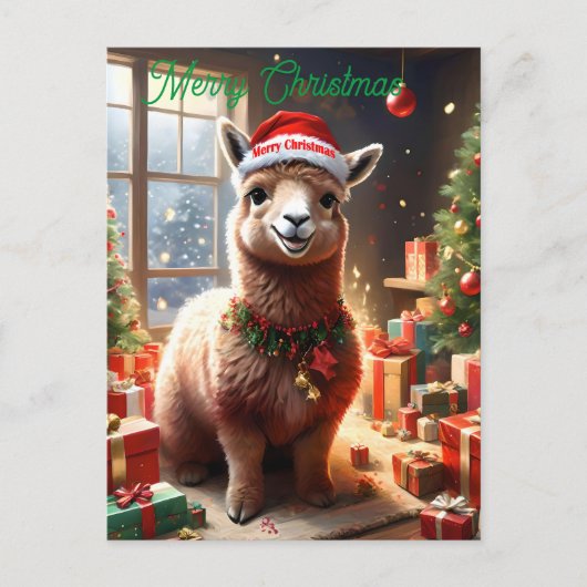 Happy Llama Christmas, Christmasポストカード ポストカード (正面)