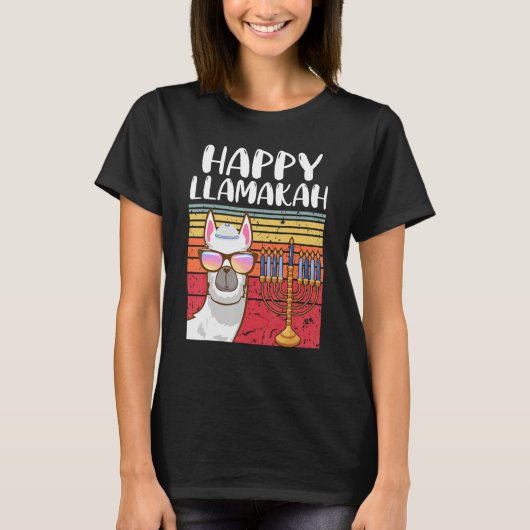 Happy Llamakah Jewish Llama Hanukkah Pajamas Cha Tシャツ (正面)