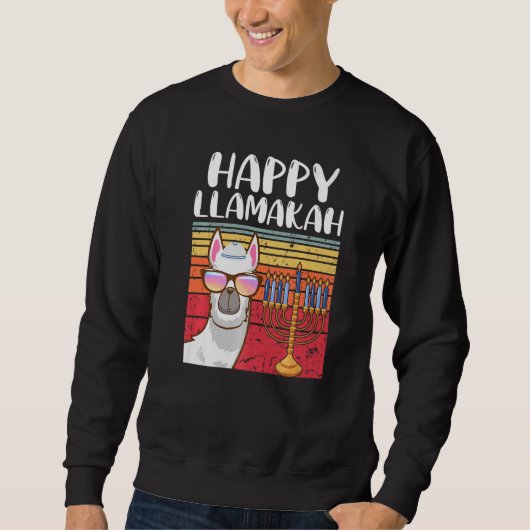 Happy Llamakah Jewish Llama Hanukkah Pajamas Chan スウェットシャツ (正面)