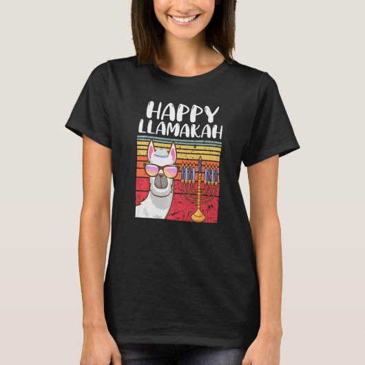 Happy Llamakah Jewish Llama  Hanukkah Pajamas Chan Tシャツ (正面)