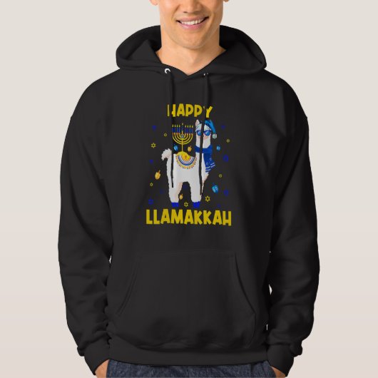 Happy Llamakkah Hanukkah Chanukah Llama Alpaca Sun パーカ (正面)