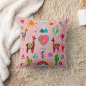 Happy Llamasとハートカスタマイズ可能装飾用クッション クッション (ブランケット)