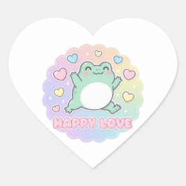 Happy Love Frog Sticker Cute Jumping Frog Hearts K ハートシール