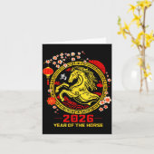Happy Lunar Chinese New Year Of The Horse 2026 Zod カード (黄色い花)
